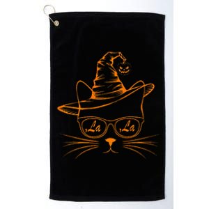 Halloween Cute Cat Comma La Kamala Harris Cute Cat Pumpkin Premium Platinum Collection Golf Towel