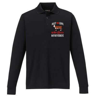 Hereford Cattle Cow Bull Beef Farm Performance Long Sleeve Polo