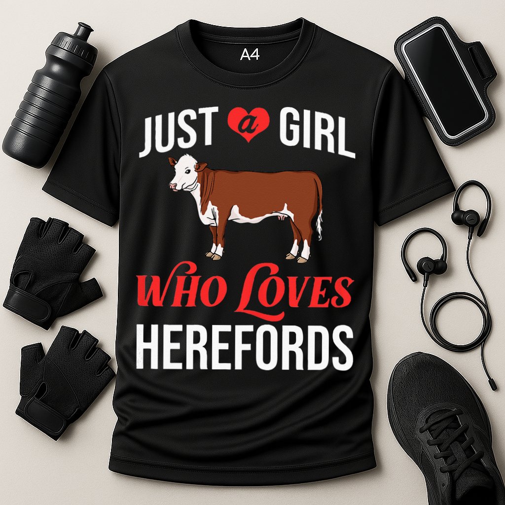 Hereford Cattle Cow Bull Beef Farm Cooling Performance Crew T-Shirt
