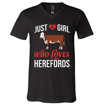 Hereford Cattle Cow Bull Beef Farm V-Neck T-Shirt