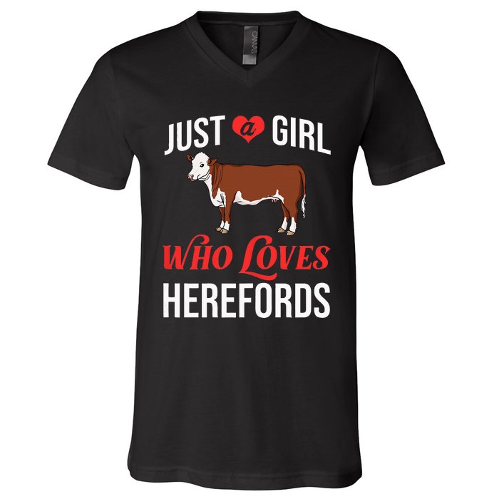 Hereford Cattle Cow Bull Beef Farm V-Neck T-Shirt