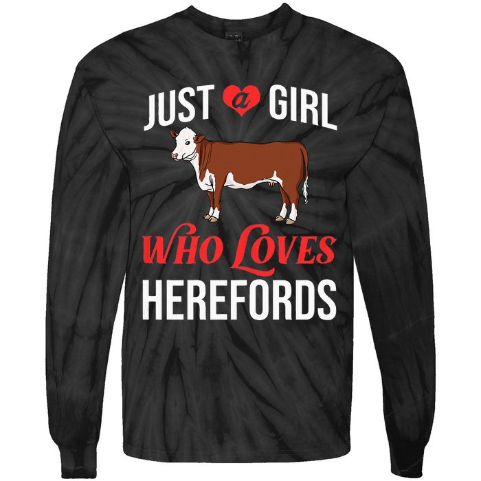 Hereford Cattle Cow Bull Beef Farm Tie-Dye Long Sleeve Shirt