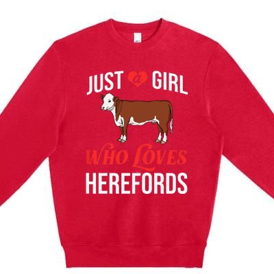 Hereford Cattle Cow Bull Beef Farm Premium Crewneck Sweatshirt