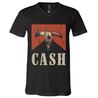 Howdy Cash Cowboy 90s Personalized Team Cash Family Outlaw V-Neck T-Shirt