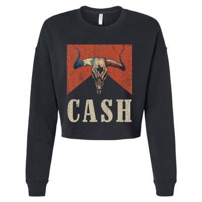 Howdy Cash Cowboy 90s Personalized Team Cash Family Outlaw Cropped Pullover Crew