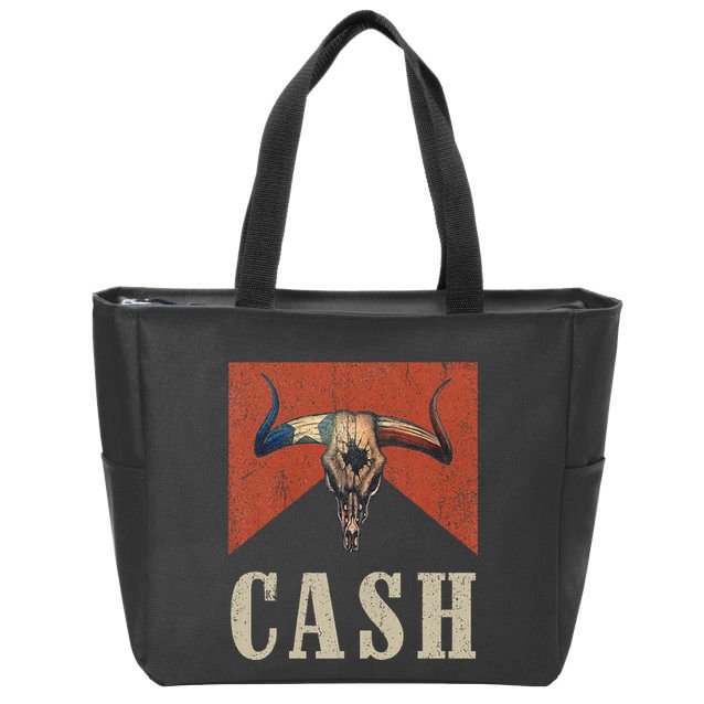 Howdy Cash Cowboy 90s Personalized Team Cash Family Outlaw Zip Tote Bag