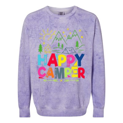 Happy Camper Camping funny vacation summer Colorblast Crewneck Sweatshirt