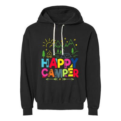 Happy Camper Camping funny vacation summer Garment-Dyed Fleece Hoodie