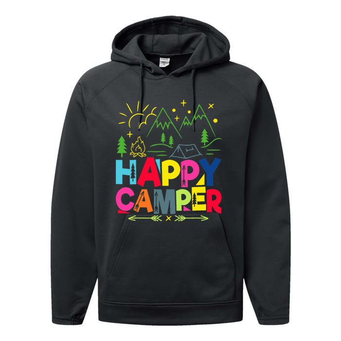 Happy Camper Camping funny vacation summer Performance Fleece Hoodie