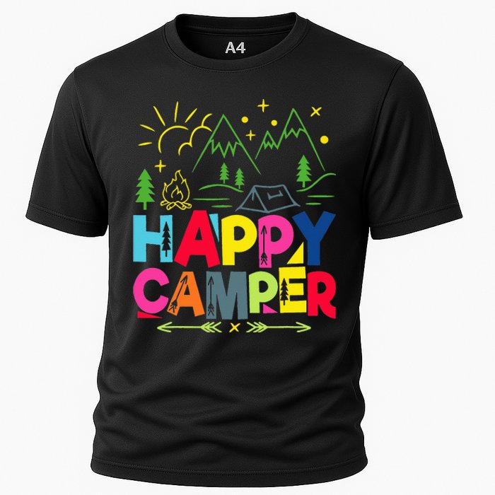 Happy Camper Camping funny vacation summer Cooling Performance Crew T-Shirt