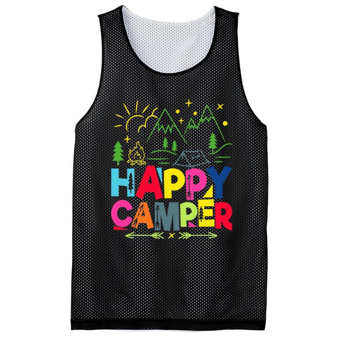 Happy Camper Camping funny vacation summer Mesh Reversible Basketball Jersey Tank