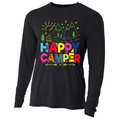 Happy Camper Camping funny vacation summer Cooling Performance Long Sleeve Crew