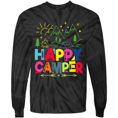 Happy Camper Camping funny vacation summer Tie-Dye Long Sleeve Shirt