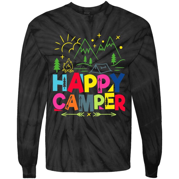 Happy Camper Camping funny vacation summer Tie-Dye Long Sleeve Shirt