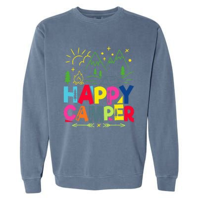 Happy Camper Camping funny vacation summer Garment-Dyed Sweatshirt