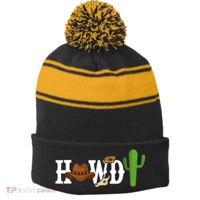 Howdy Cactus Country Stripe Pom Pom Beanie