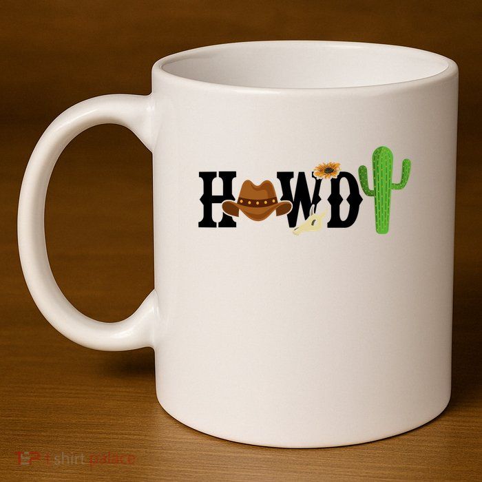 Howdy Cactus Country 11oz C Handle Ceramic Mug