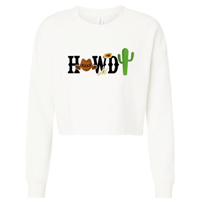 Howdy Cactus Country Cropped Pullover Crew