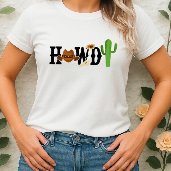 Howdy Cactus Country Womens T-Shirt
