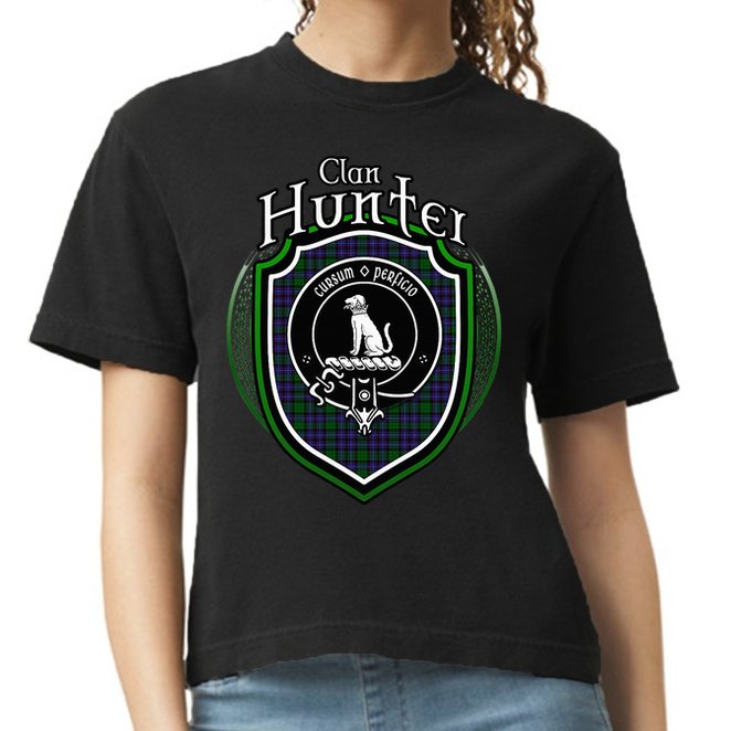Hunter Clan Crest Scottish Clan Hunter Family Crest Badge Comfort Colors Boxy T-Shirt