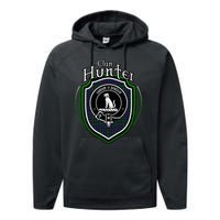 Hunter Clan Crest Scottish Clan Hunter Family Crest Badge Performance Fleece Hoodie