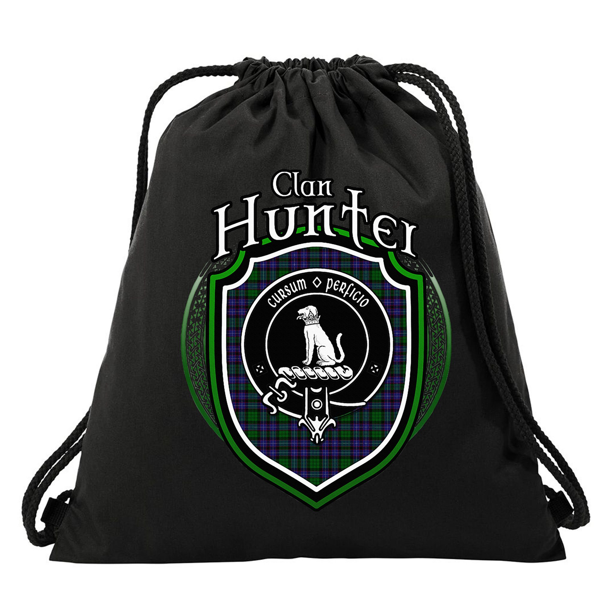 Hunter Clan Crest Scottish Clan Hunter Family Crest Badge Drawstring Bag