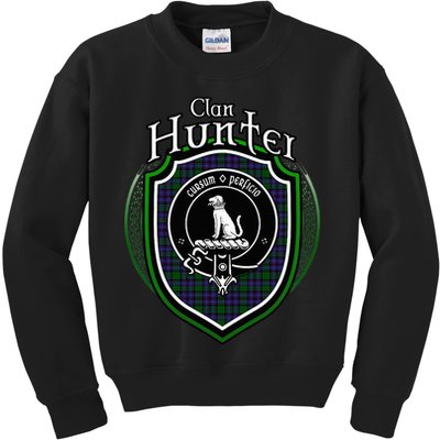 Hunter Clan Crest Scottish Clan Hunter Family Crest Badge Kids Sweatshirt
