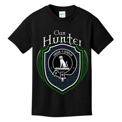 Hunter Clan Crest Scottish Clan Hunter Family Crest Badge Kids T-Shirt