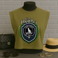 Hunter Clan Crest Scottish Clan Hunter Family Crest Badge Garment-Dyed Women's Muscle Tee
