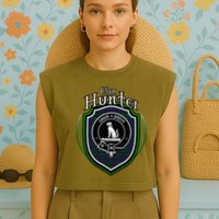 Hunter Clan Crest Scottish Clan Hunter Family Crest Badge Garment-Dyed Women's Muscle Tee