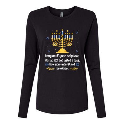 Hanukkah Cellphone Chanukkah Menorah Christmas Womens Cotton Relaxed Long Sleeve T-Shirt