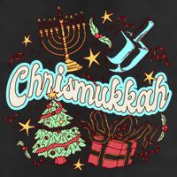 Hanukkah & Christmas Chrismukkah Funny Tree Presents 7 Panel Mesh Trucker Snapback Hat