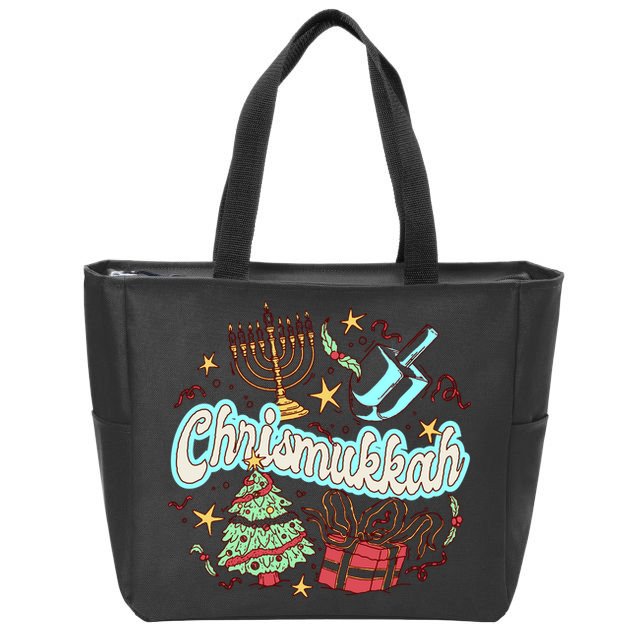 Hanukkah & Christmas Chrismukkah Funny Tree Presents Zip Tote Bag