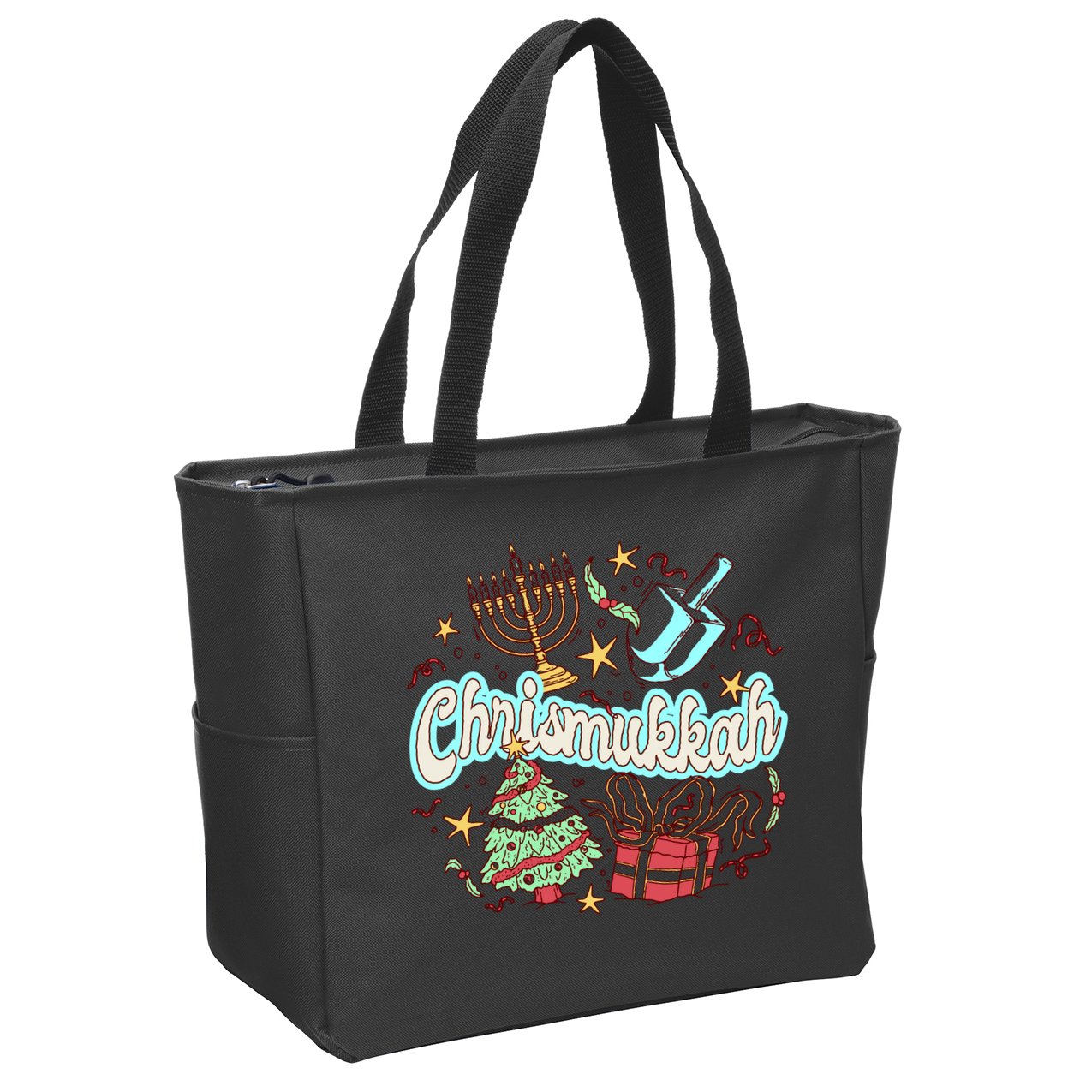 Hanukkah & Christmas Chrismukkah Funny Tree Presents Zip Tote Bag