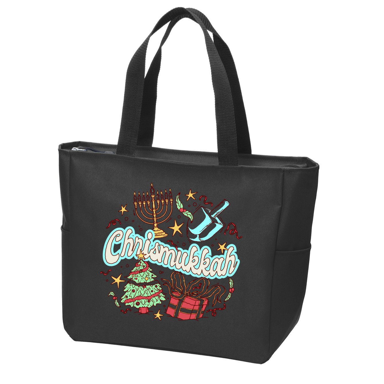 Hanukkah & Christmas Chrismukkah Funny Tree Presents Zip Tote Bag