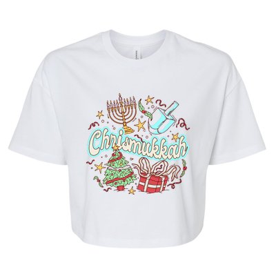 Hanukkah & Christmas Chrismukkah Funny Tree Presents Bella+Canvas Jersey Crop Tee