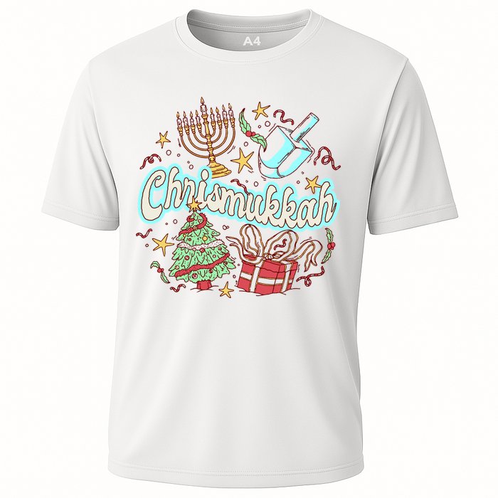 Hanukkah & Christmas Chrismukkah Funny Tree Presents Cooling Performance Crew T-Shirt