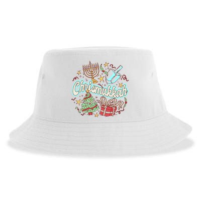 Hanukkah & Christmas Chrismukkah Funny Tree Presents Sustainable Bucket Hat
