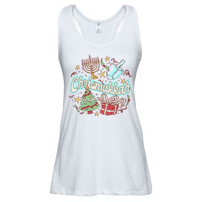 Hanukkah & Christmas Chrismukkah Funny Tree Presents Ladies Essential Flowy Tank