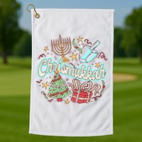 Hanukkah & Christmas Chrismukkah Funny Tree Presents Golf Towel