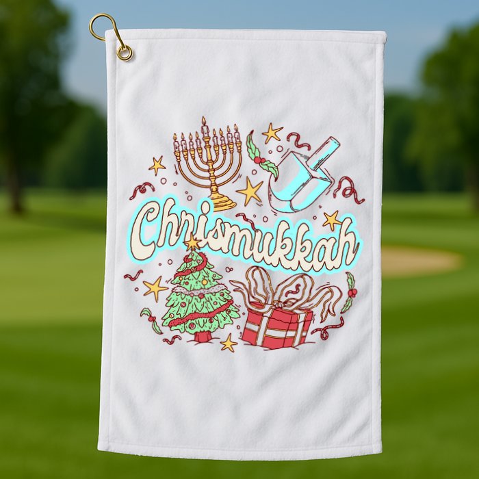 Hanukkah & Christmas Chrismukkah Funny Tree Presents Golf Towel