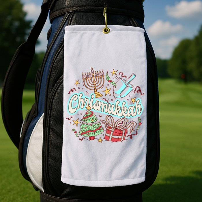 Hanukkah & Christmas Chrismukkah Funny Tree Presents Golf Towel