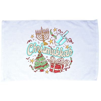 Hanukkah & Christmas Chrismukkah Funny Tree Presents Microfiber Hand Towel