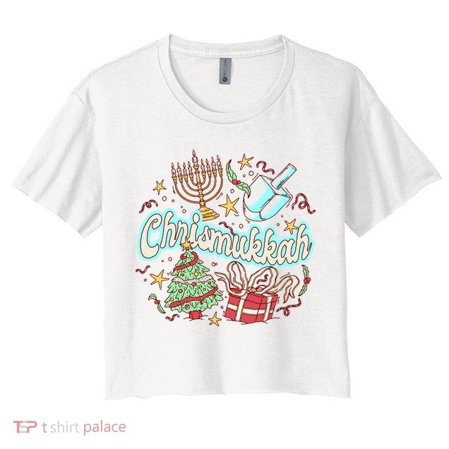 Hanukkah & Christmas Chrismukkah Funny Tree Presents Crop Top