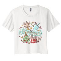 Hanukkah & Christmas Chrismukkah Funny Tree Presents Women's Crop Top Tee