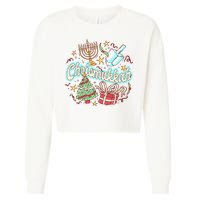 Hanukkah & Christmas Chrismukkah Funny Tree Presents Cropped Pullover Crew