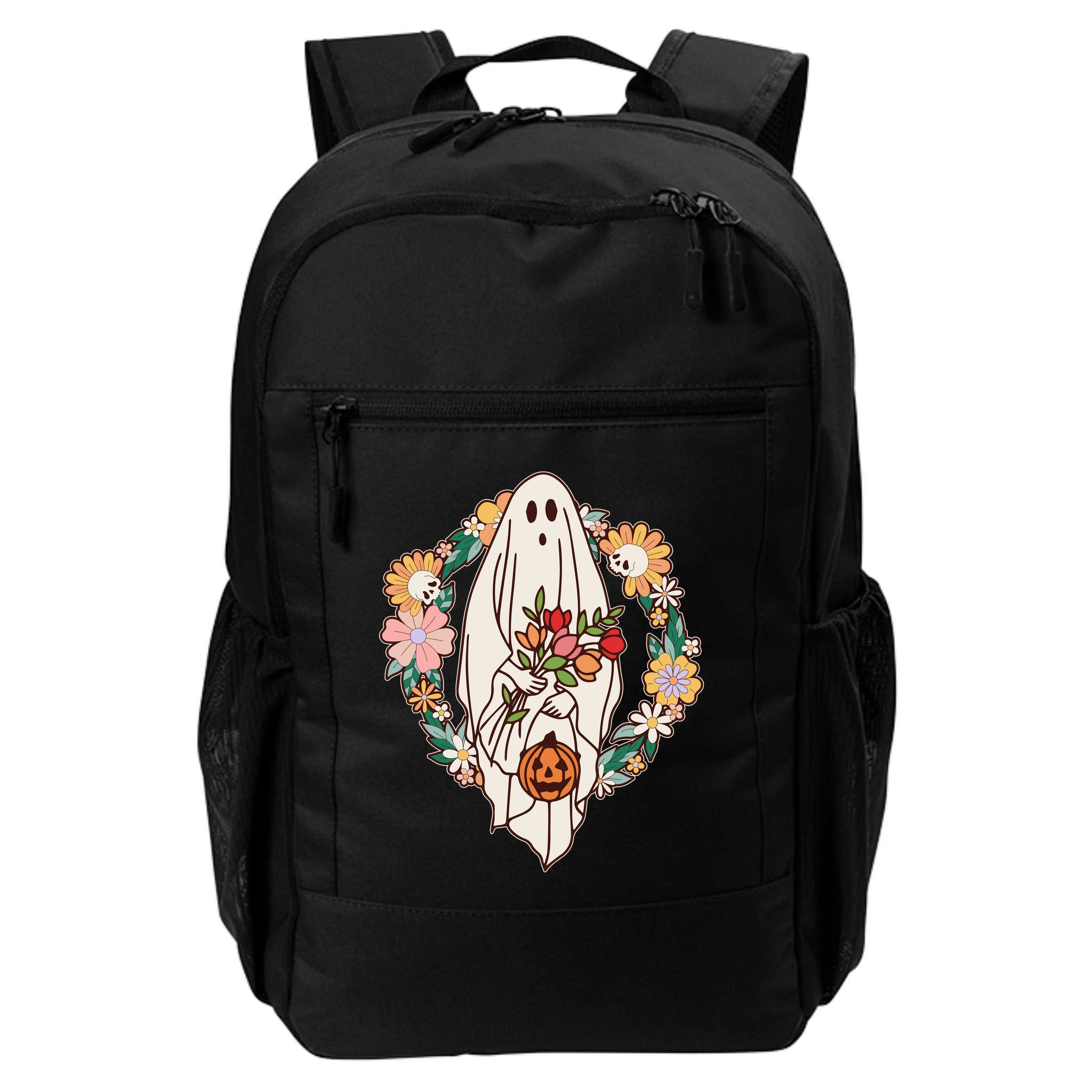 Halloween Creepy Cute Boho Flower Ghost Backpack