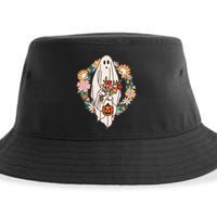 Halloween Creepy Cute Boho Flower Ghost Sustainable Bucket Hat