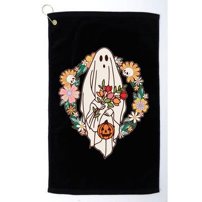 Halloween Creepy Cute Boho Flower Ghost Golf Towel
