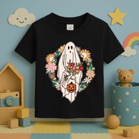 Halloween Creepy Cute Boho Flower Ghost Toddler T-Shirt